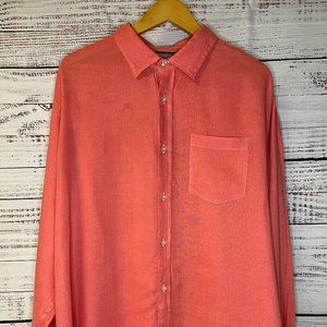 Vineyard Vines Linen Long Sleeve Button Down Coral Size XL